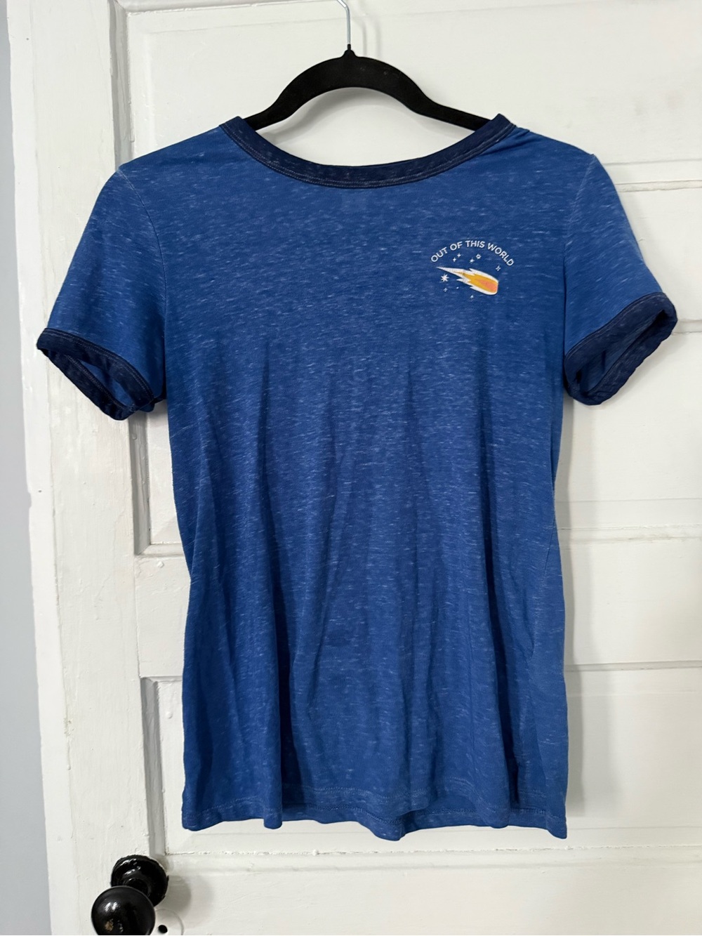 Old Navy Blue Ringer Neck Tee with Navy Trim